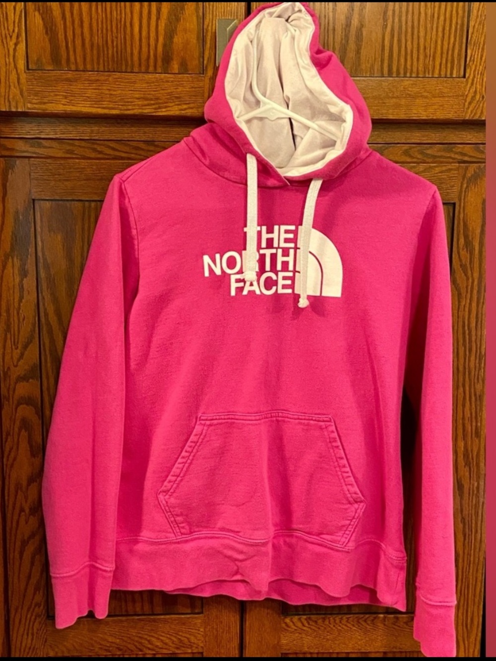 The North Face Women’s Hot Pink Pullover Hoodie with White Logo